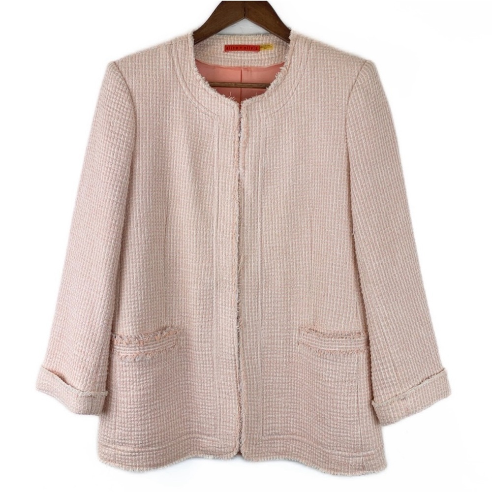 Alice + Olivia Peach Pink Tweed Jacket Blazer